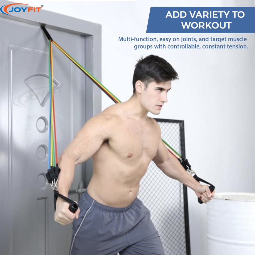 Joyfit Toning Tube Set of 5 with Foam Handles for Exercise
