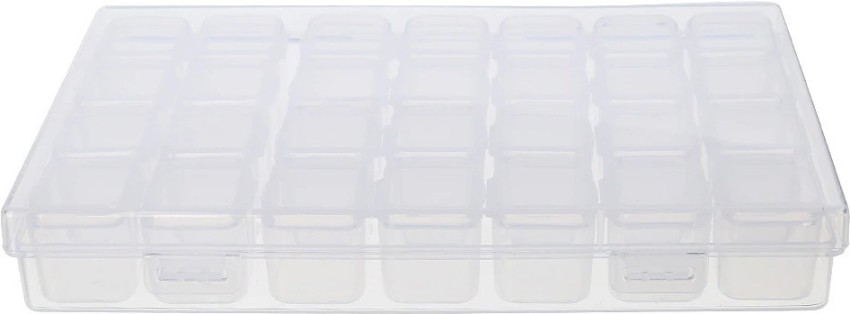 Item Grid Storage Box, 28 Slots Clear Plastic Storage Box Portable