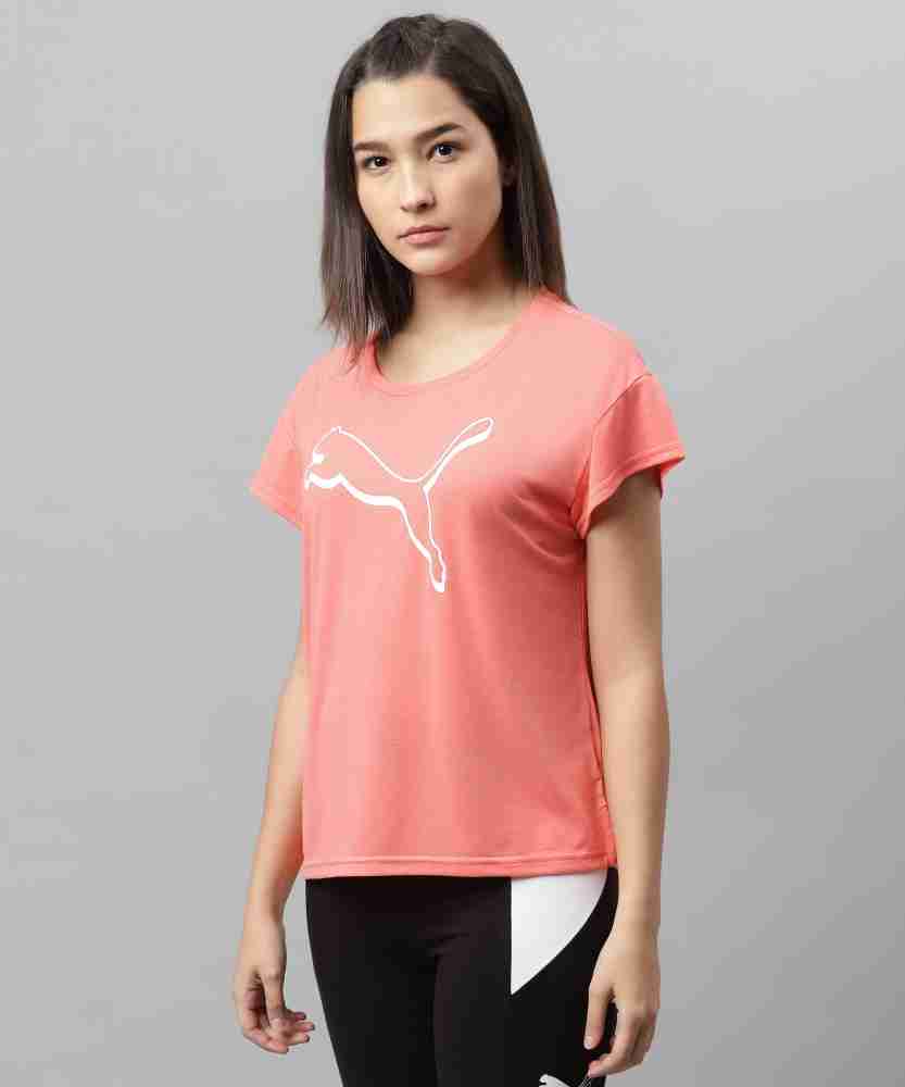 Online Neck Buy PUMA Women Women Neck India Round Pink Printed Printed Prices Pink T-Shirt Round - T-Shirt in Best at PUMA