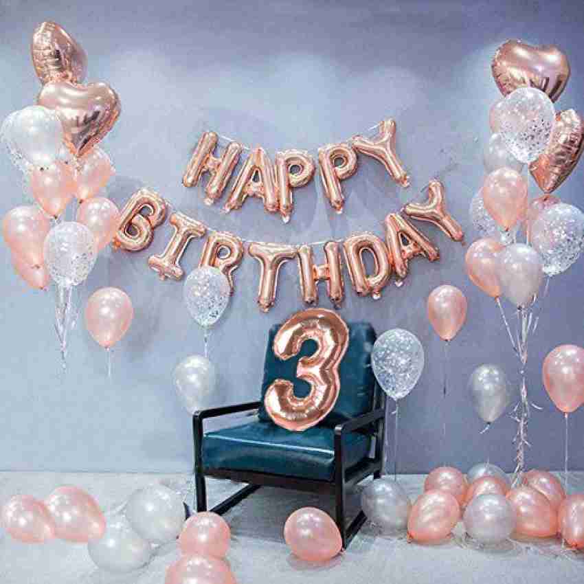 104 Pcs- Happy Birthday Pink, Magenta & Golden Combo, Birthday
