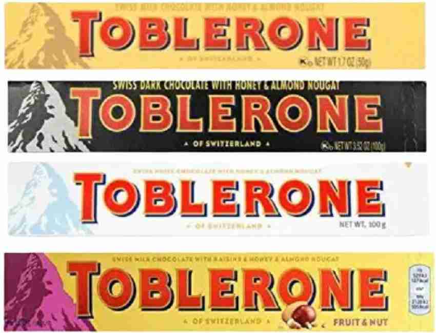 Toblerone Combo Chocolate Pack of 4 (1-Milk + 1-White + 1-Dark +