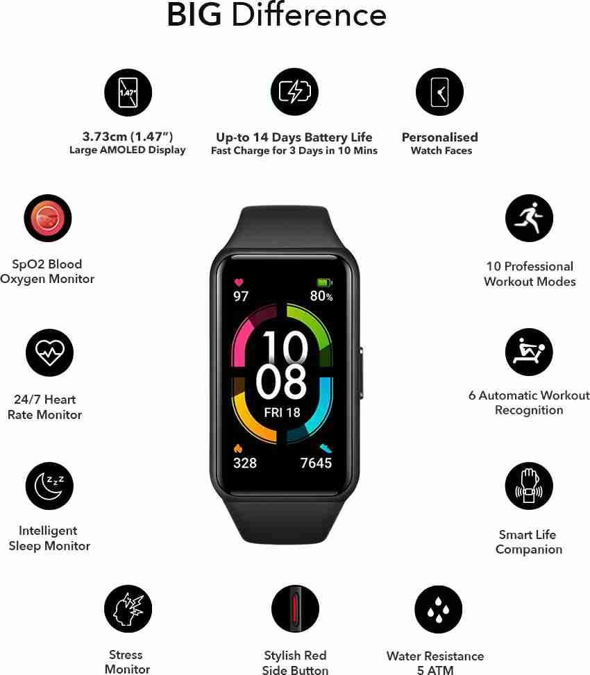 Huawei Band 7 smartwatch Automatic SpO2 Monitor Smart Watch 1.47AMOLED  display