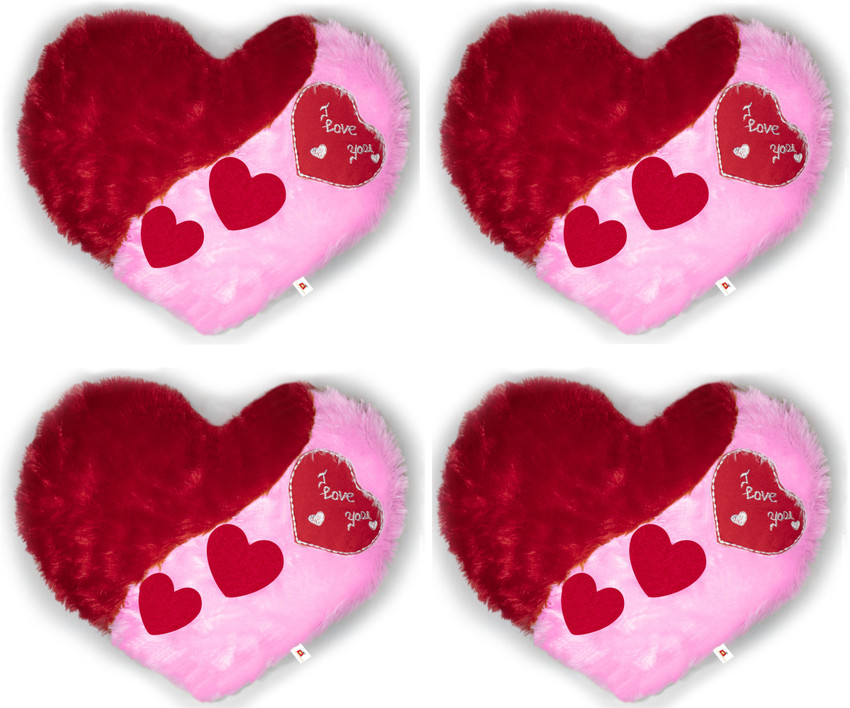 Wondershala Combo of 4 Soft Huggable Heart Shape Cushion Pillow for Couple Girlfriend Boyfriend Love Someone Special pack of 4 35 cm Combo of 4 Soft Huggable Heart Shape Cushion