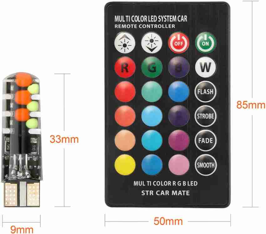 LED Interior Light 24-SMD RGB Multi-Color Remote Control, Pack of 2