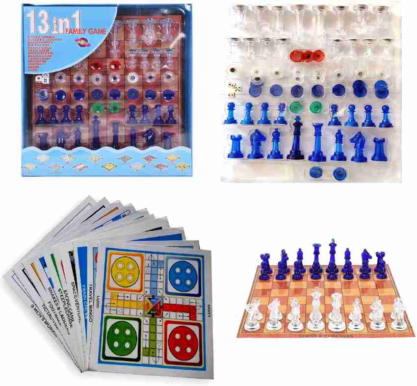 Snazzydeer Indoor Board Games 13 in 1 Family Games Ludo, Chess, Snake and  Ladder and More Board Game for Kids (1 magnetic & 10 Paper Sheets)  Educational Board Games Board Game 