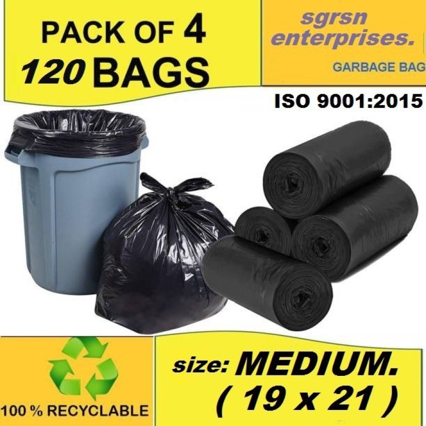 Biodegradable Garbage Bags 19 X 21 Inches (Medium) 120 Bags (4 rolls)  Dustbin