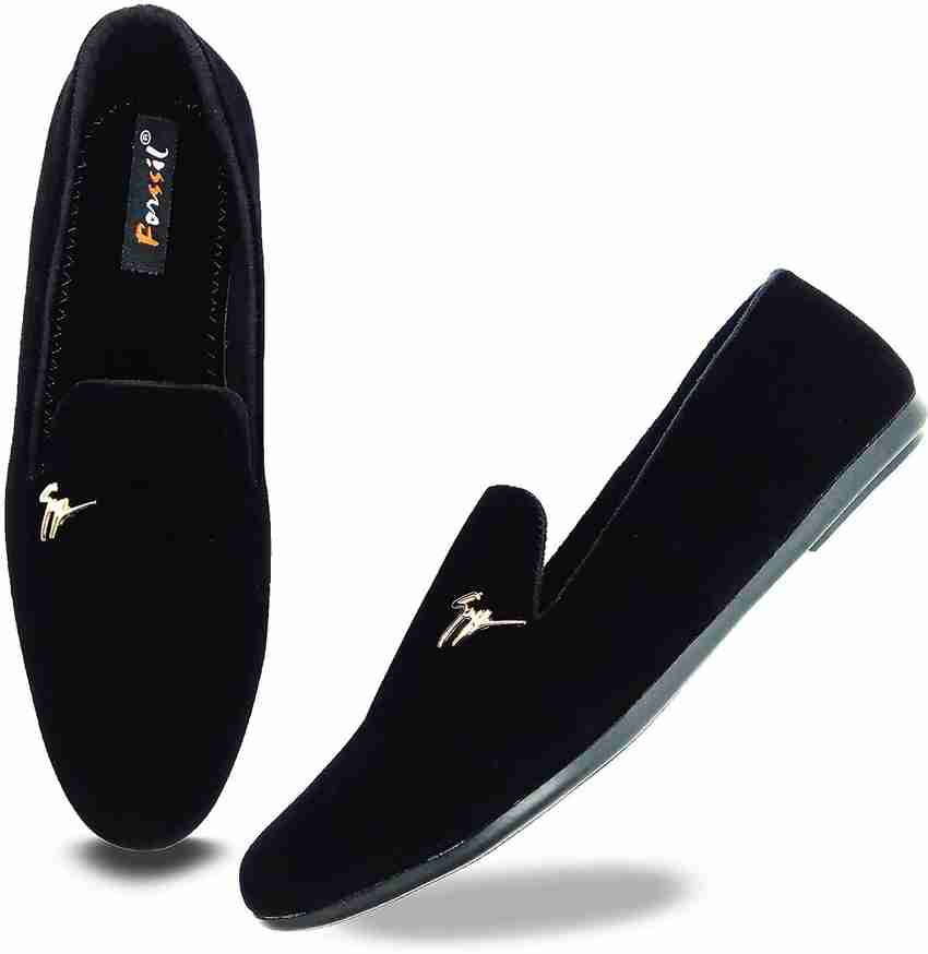 Boys black velvet loafers online