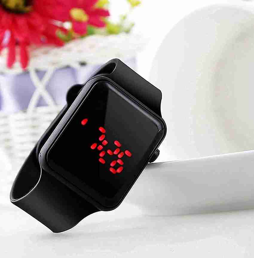 Black square shop digital watch