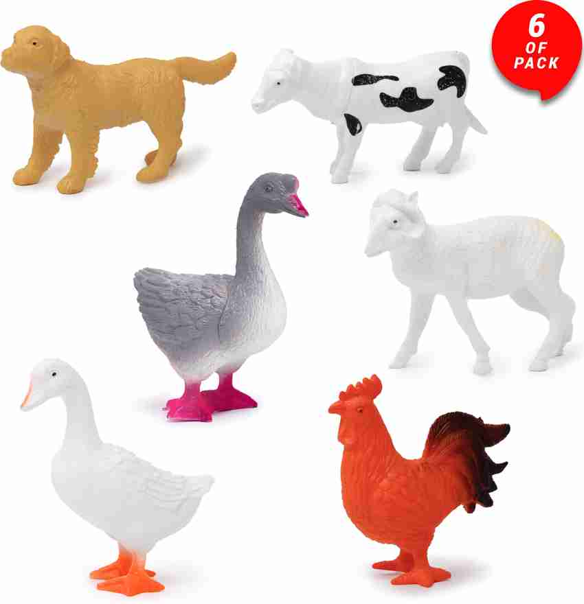FIDDLERZ Pack Of 6 Animal Farm Toy for Kids Mini Farm Animal Toy