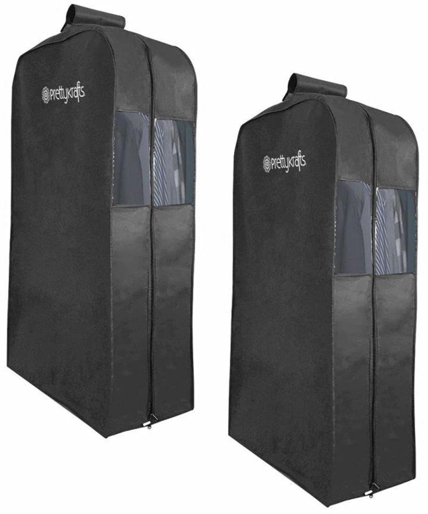 PrettyKrafts Hanging Garment Bags for Storage  Suit Bag Dress Shirt Coat  and Dress Cover with Window  Zipper Set of 2  Black Price in India   Buy PrettyKrafts Hanging Garment