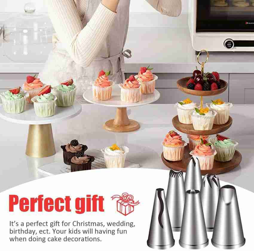 27-Pcs Russian Piping Tips Cake Decorating Supplies DIY Baking Supplies Set  for Cupcake Cookies Birthday Party-12 Russian Nozzle 2 Leaf Piping Tips 2