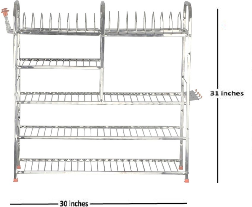 Buy Irontech Stainless Steel Wall Mount Kitchen Utensils Rack, Dish Rack  with Plate & Cutlery Stand, Modular Kitchen Storage Rack, Modern Kitchen  Organizer