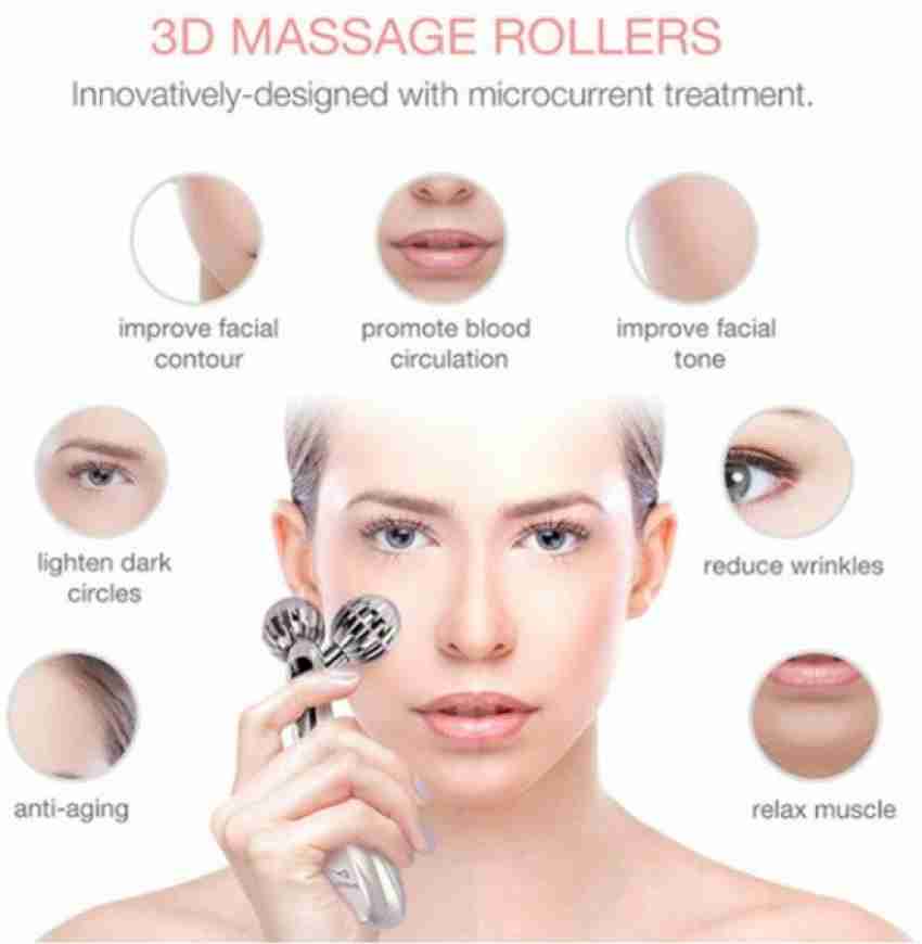 QUICKSHOP 3D Roller Face Massager Face Lift Tool Firming Beauty Massage Body Face Massager Face Massager 3D Roller Facial Massager Face Lift Tool Firming Beauty Massage Body Massage 3D Roller Face Mas...