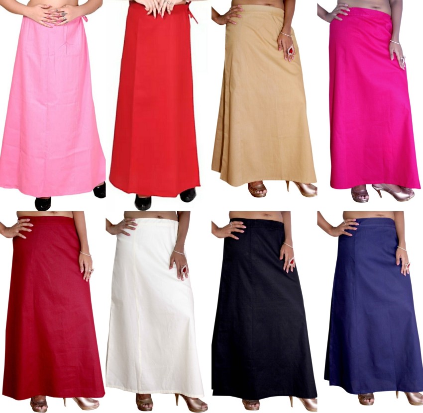 Women Pure Cotton Petticoat Saree Underskirt Free Size Petticoat