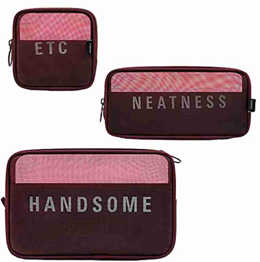 3 Pieces Mesh Cosmetic Bag Mesh Makeup Bags Mesh Zipper Pouch for
