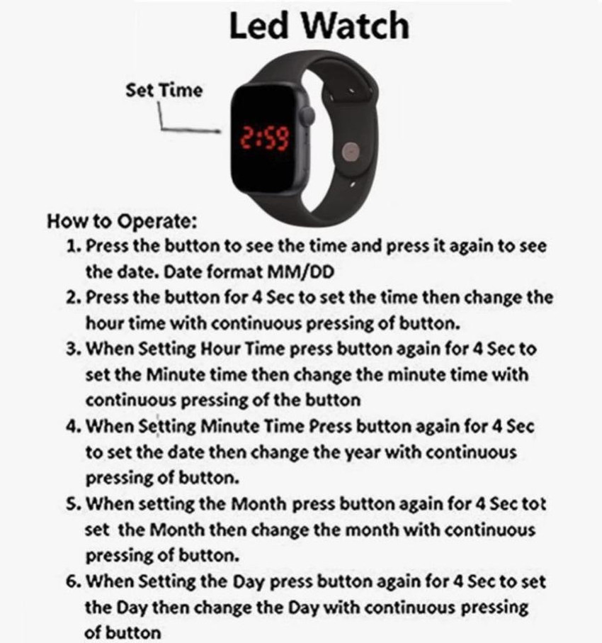 Rubber led watch instructions hotsell