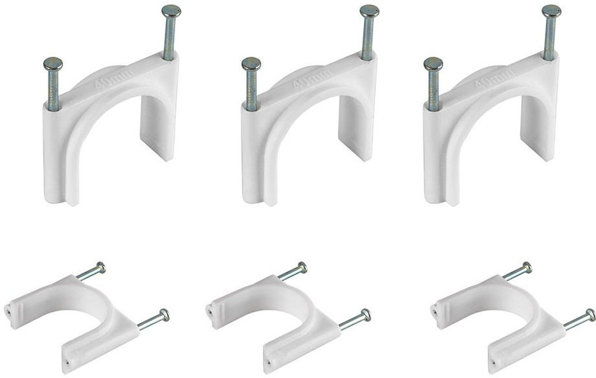 HI PLASST 25mm 50pcs Double Nail Pipe Cable Clip Wire Fastener