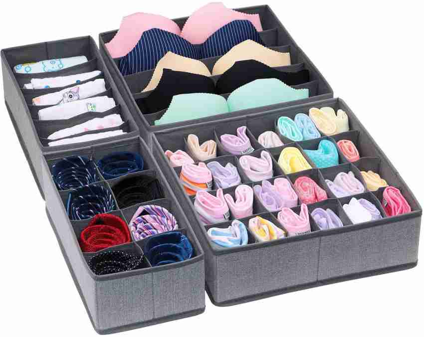 ELITEHOME Set of 4 Foldable Storage Box for Clothes Closet Drawer Divider  Dresser Organizer Wardrobe Organizer for Undergarments, Socks, Bra, Tie, and  Scarfs Storage Box Price in India - Buy ELITEHOME Set