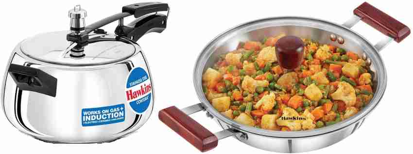 Hawkins Stainless Steel Contura Pressure Cooker 3lt and Triply 3