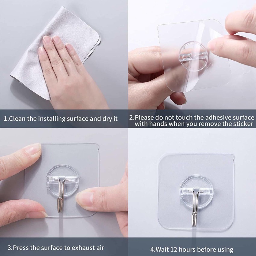 10PCS Adhesive Wall Hooks Hanging Seamless Sticky Hooks for Keys Bathroom  Shower