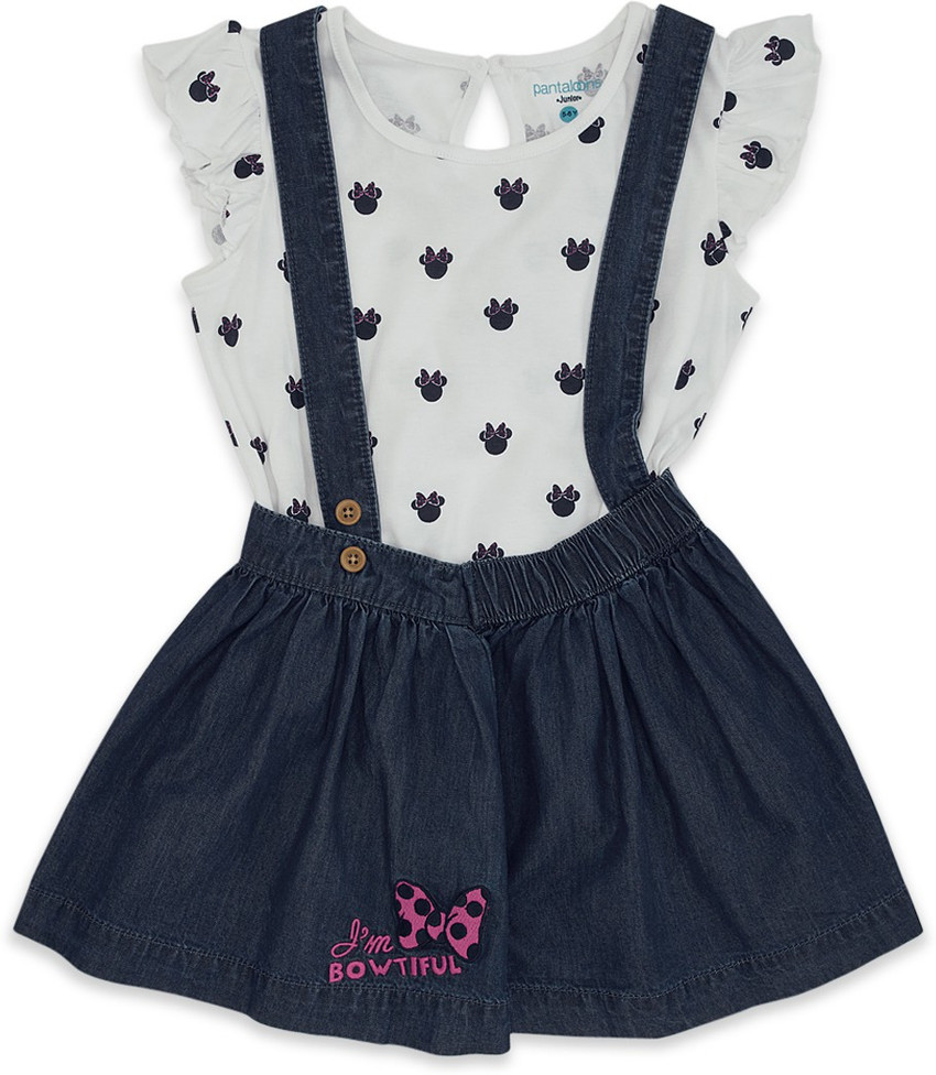 Pantaloons Junior Dungaree For Girls Casual Printed Pure Cotton
