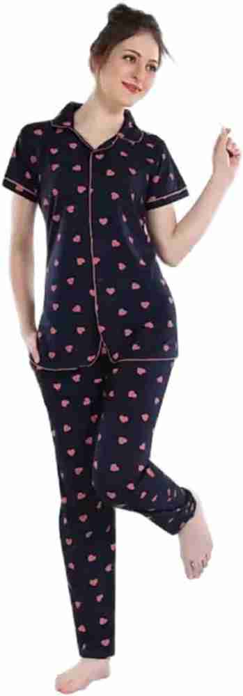 Komal fashion Women Printed Blue Night Suit Set Price in India