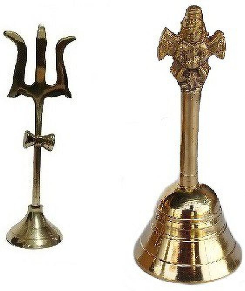 Adhvik Combo of Trishul ( 1 No ) Statue With Round Stand With Square Stand  And Brass Pari Head Pooja Puja Bell Ghanti Brass Price in India - Buy  Adhvik Combo of
