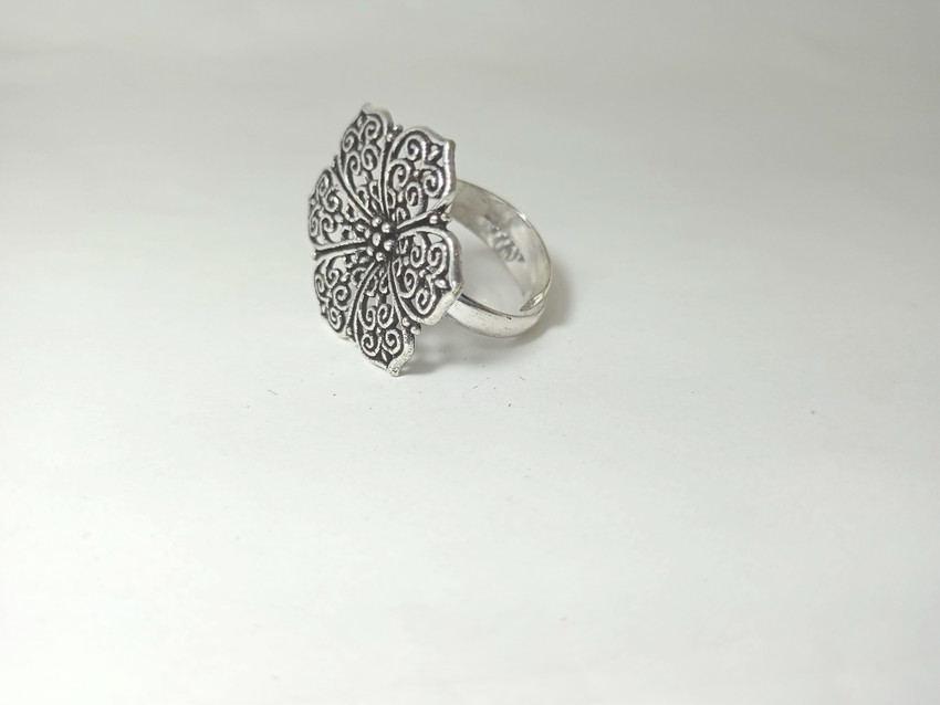 Anjali Star Jewellers FREE SIZE RING Brass 999 Silver Plated Ring