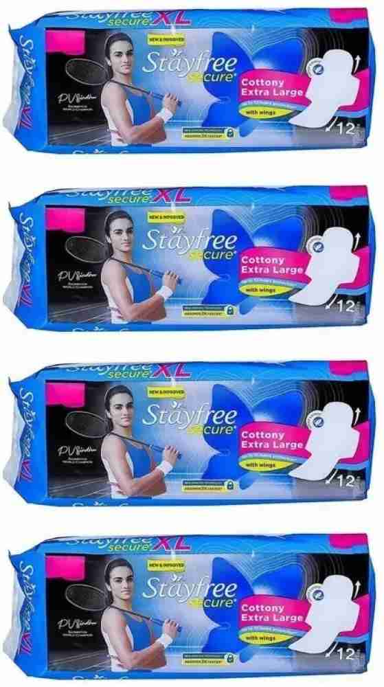 STAYFREE Secure cottony Extra large XL 12+12+12+12 pads Sanitary Pad, Buy  Women Hygiene products online in India