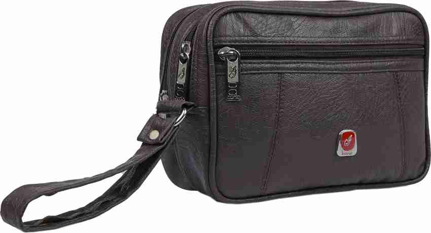 Iconic Brown Hand held Bag Leather Sling Messenger Hand Bag for Men Women Travel Sling Pouch Bag Leather Multipurpose 4L Bag High Capacity Pouch Bags for Storage Pouch Bag Stylish Organizer Light Weig...