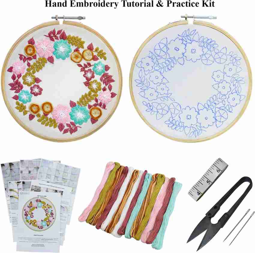 Qroof Hand Embroidery Tutorial DIY Kit(Set of 7) Beginners to Advanced for  Kids,Adults,Women with 3 Pattern Design - Hand Embroidery Tutorial DIY  Kit(Set of 7) Beginners to Advanced for Kids,Adults,Women with 3