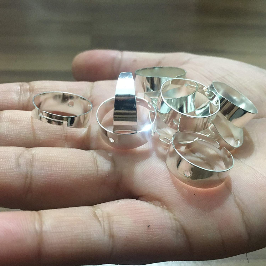 JBN Jewels Silver Color Adjustable Ring Bases For Jewelry Making