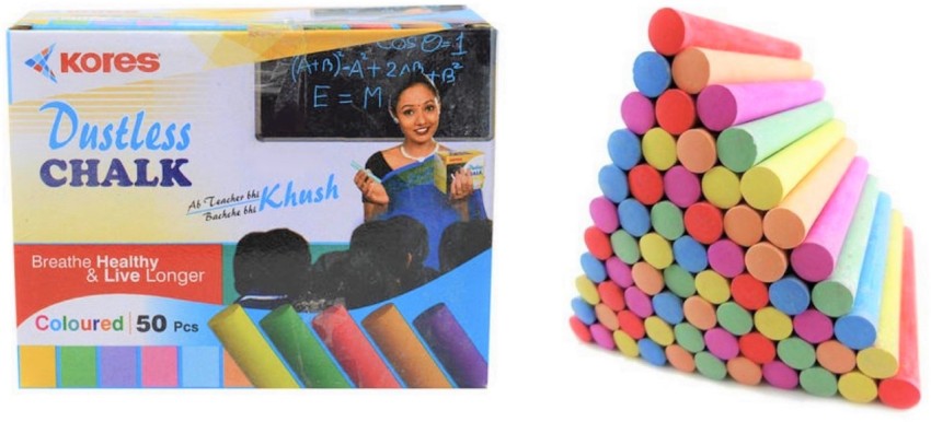 Kores COLOURFUL DUSTLESS CHALKS 50 STIKS Regular ECO - Friendly Colourful Dustless  Chalks Price in India - Buy Kores COLOURFUL DUSTLESS CHALKS 50 STIKS  Regular ECO - Friendly Colourful Dustless Chalks online at