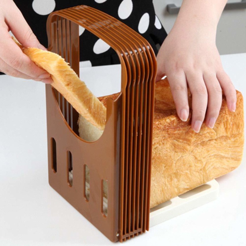 1pc Foldable Bamboo Wood Bread Slicer Cutter Toast Loaf Cutting