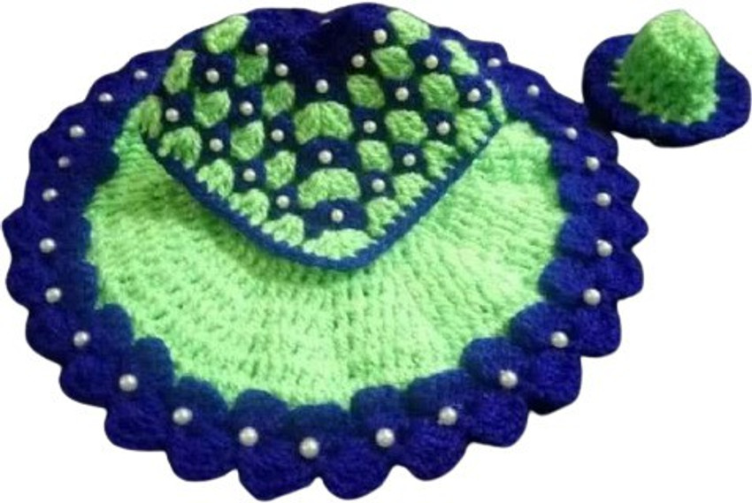 Beautiful Green Flower Stone Designer Dress For Laddu Gopal Ji - Brijya