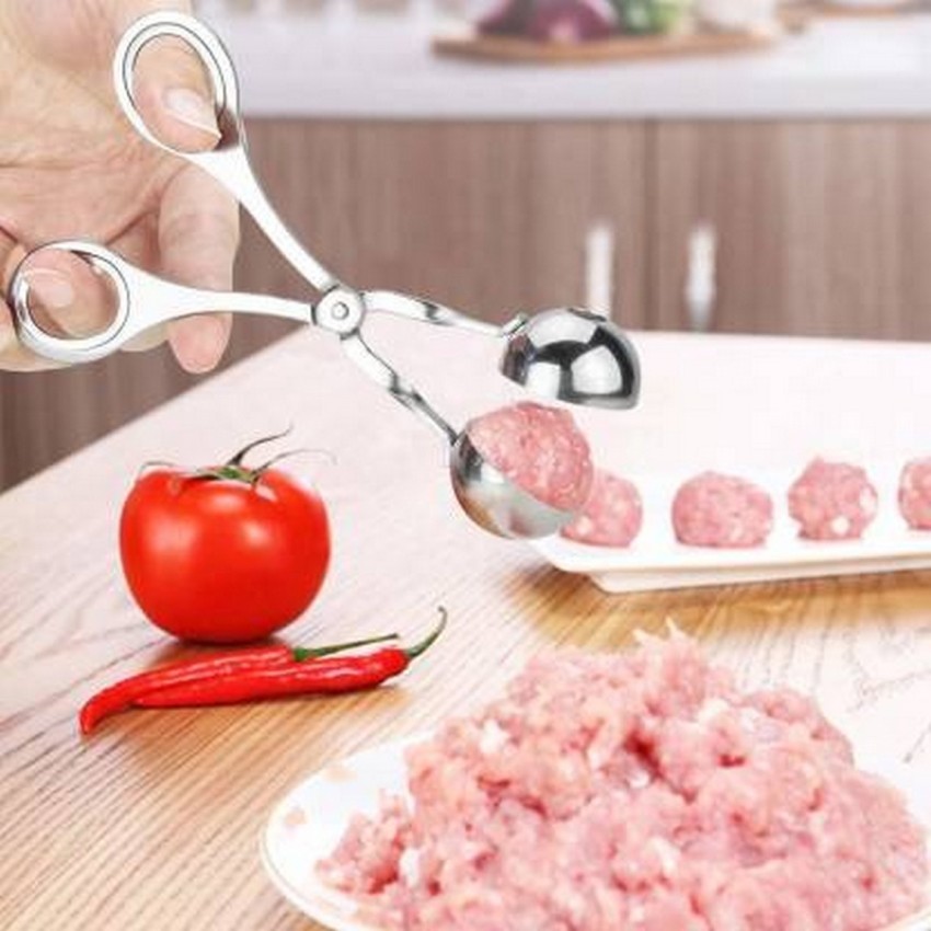 Stainless Steel Meat Baller - Cookie Dough Scoop for Kitchen, Non-Stick  Meatball Maker Tongs Spoon for Meatball, Fruits, Cake, Cookies, Ice Cream.