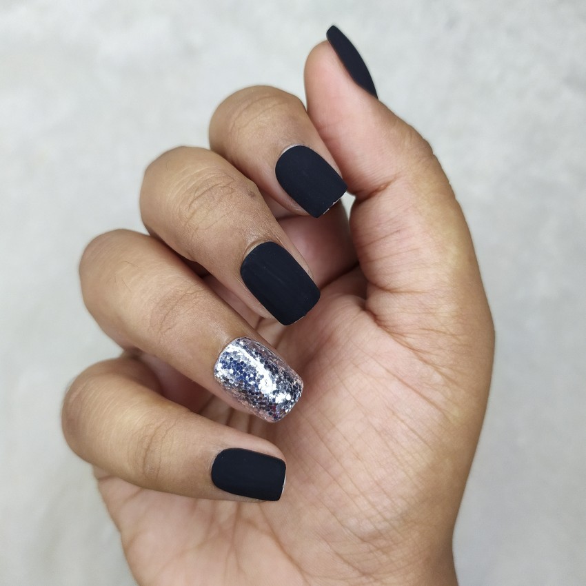 Matte Black With Glossy French Tip – SETZY