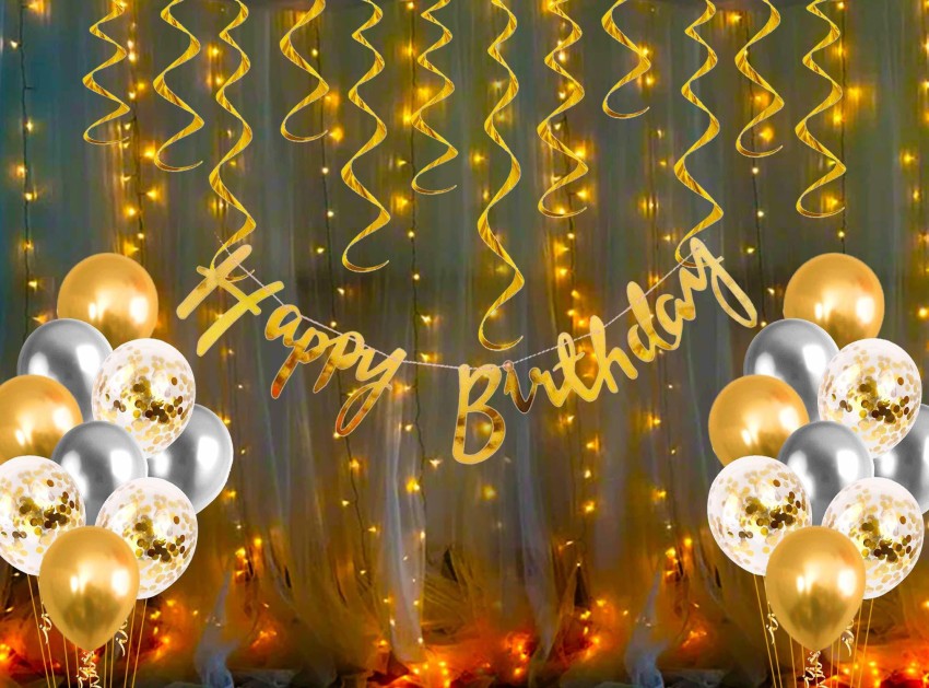 Happy Birthday Decoration Kit Combo With Fairy Led Lights 45pcs Set Happy  Birthday Bunting, Balloon, Star Foil, For Boys, Girls, Kids, Wife, Girl  Friend, Woman, 16th, 18th, 21st, 30th Party Supplies 