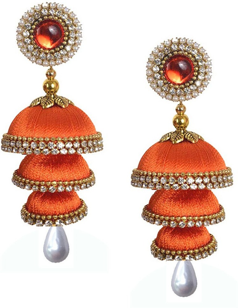 designer big jhumka earrings for wedding latest design party wear stone  jhumki Multicolor color