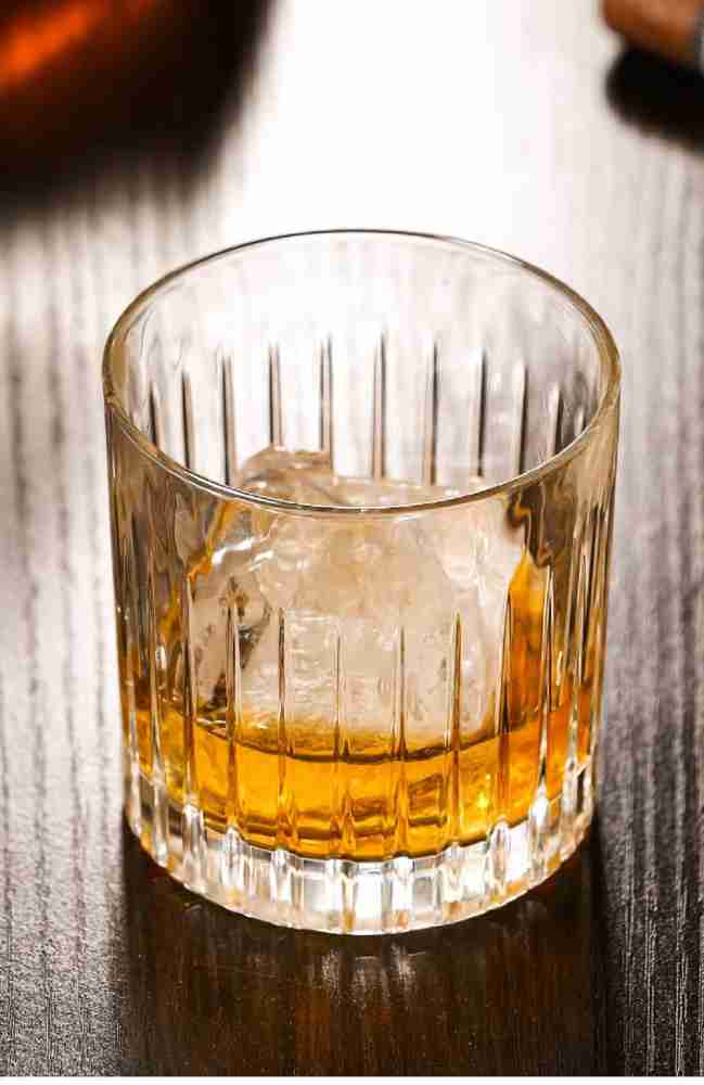 Crystal Square Whiskey Glass Set of 2 - Clear 340 Ml Heavy Base Rocks  Barware