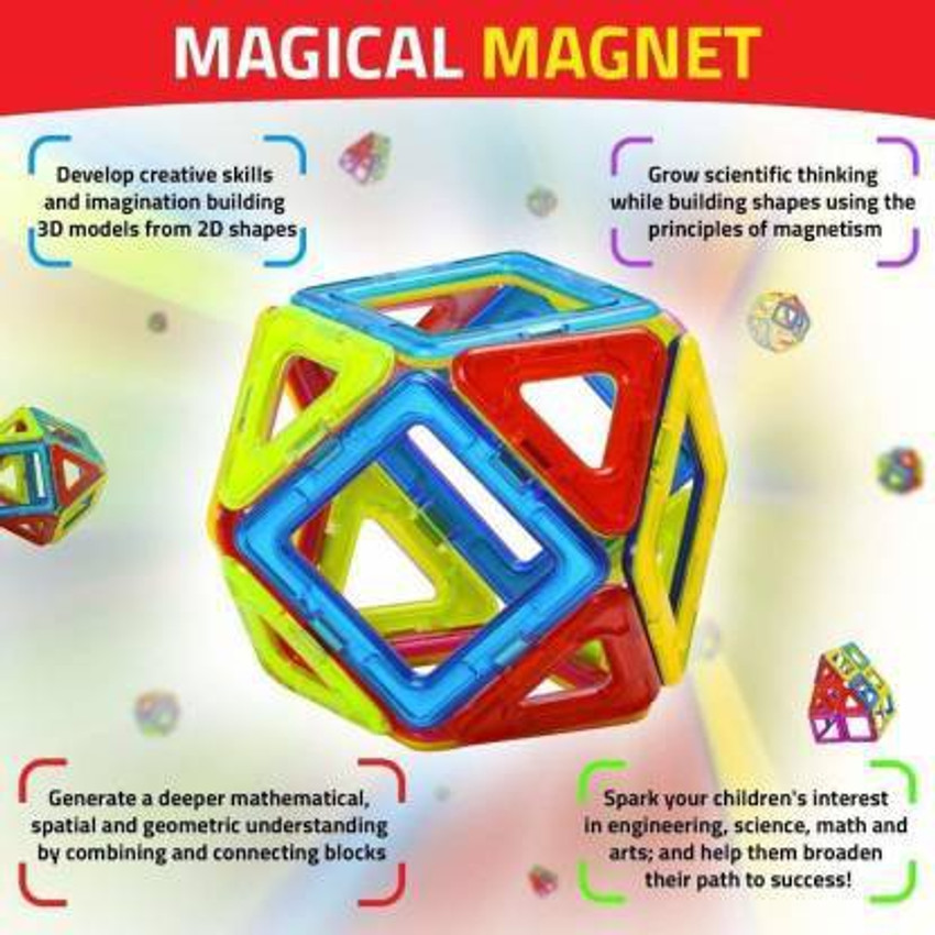 Mt hub 52 Pcs Mag Magic Brain Development Magnetic Game