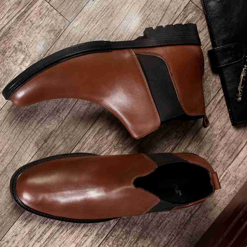 Buy LOUIS STITCH Men's Chelsea Boots Hickory Brown Handcrafted Italian  Leather Shoes for Men (Czech_RGCL) Biker high Ankle Boots Boots - 9UK at