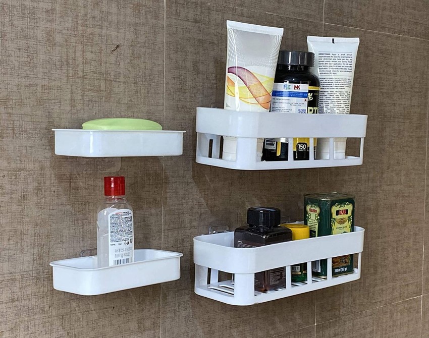 Wall Mounted Bathroom Storage Shelf Self-adhesive Kitchen Corner Holder Rack