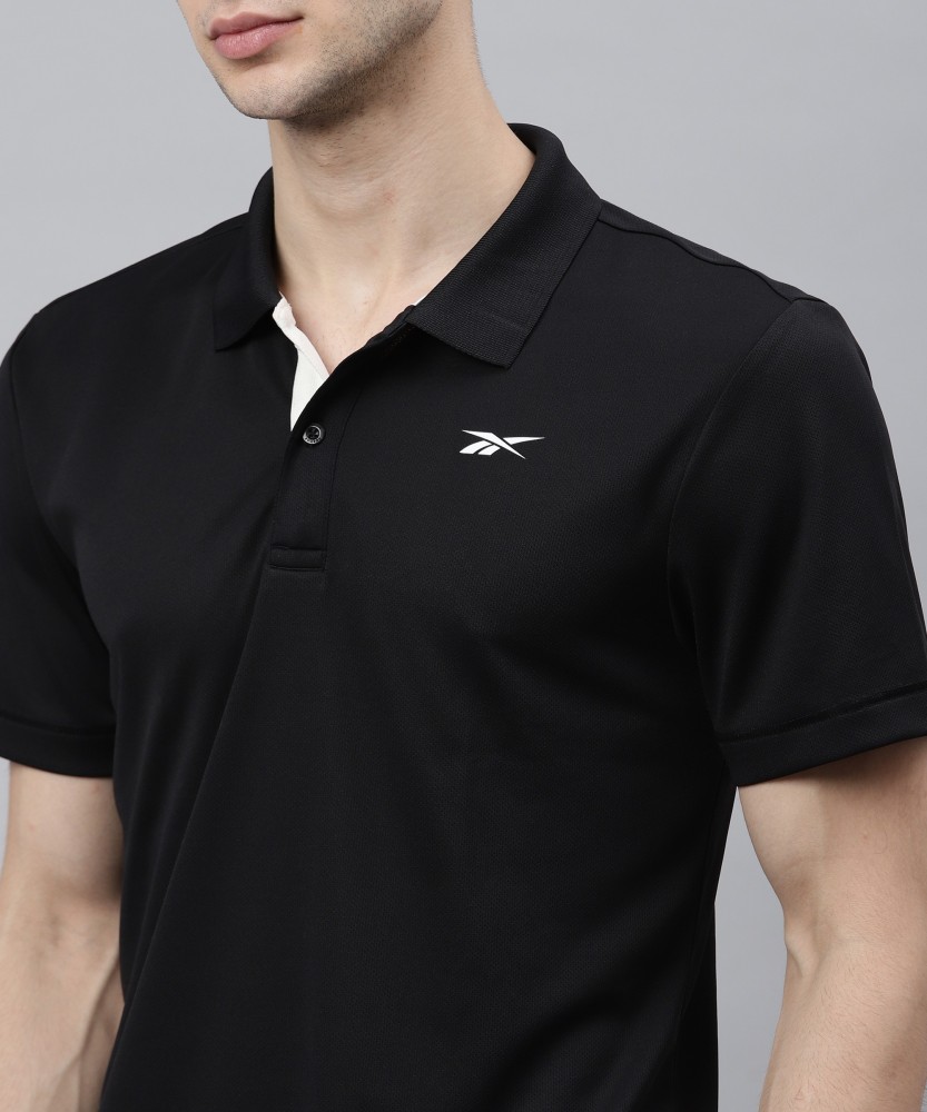 REEBOK Solid Men Polo Neck Black T Shirt Buy REEBOK Solid Men Polo Neck Black T Shirt Online at Best Prices in India Flipkart