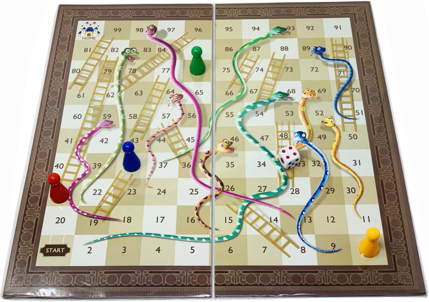 2 in 1 Snakes and Ladders, Ludo Game Set, 12 x 12 Inch Ludo Board Game 2-4  Players Family Dice Games Set Classic Double Sided Game Board for Adults