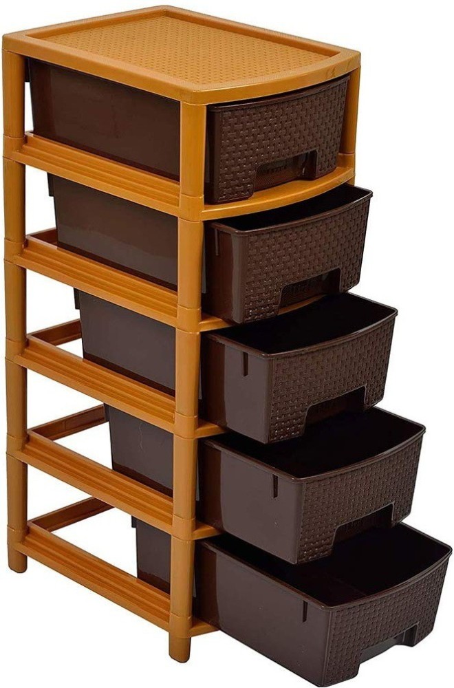 5 Tier Plastic Drawer Organizer, Grey | Cosmetic Organization | Shop Home Basics