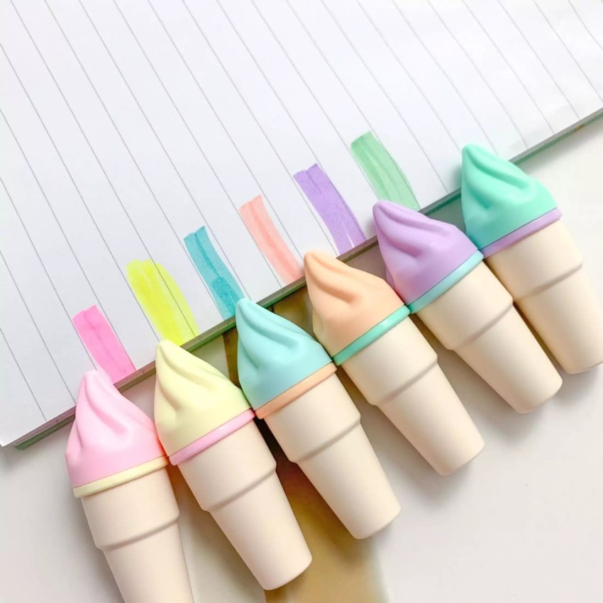 6Pcs Cute Candy Color Kawaii Highlighters Inks Stamp Pen Creative