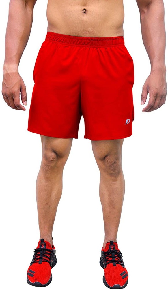 Decisive Solid Men Red Sports Shorts - Buy Decisive Solid Men Red