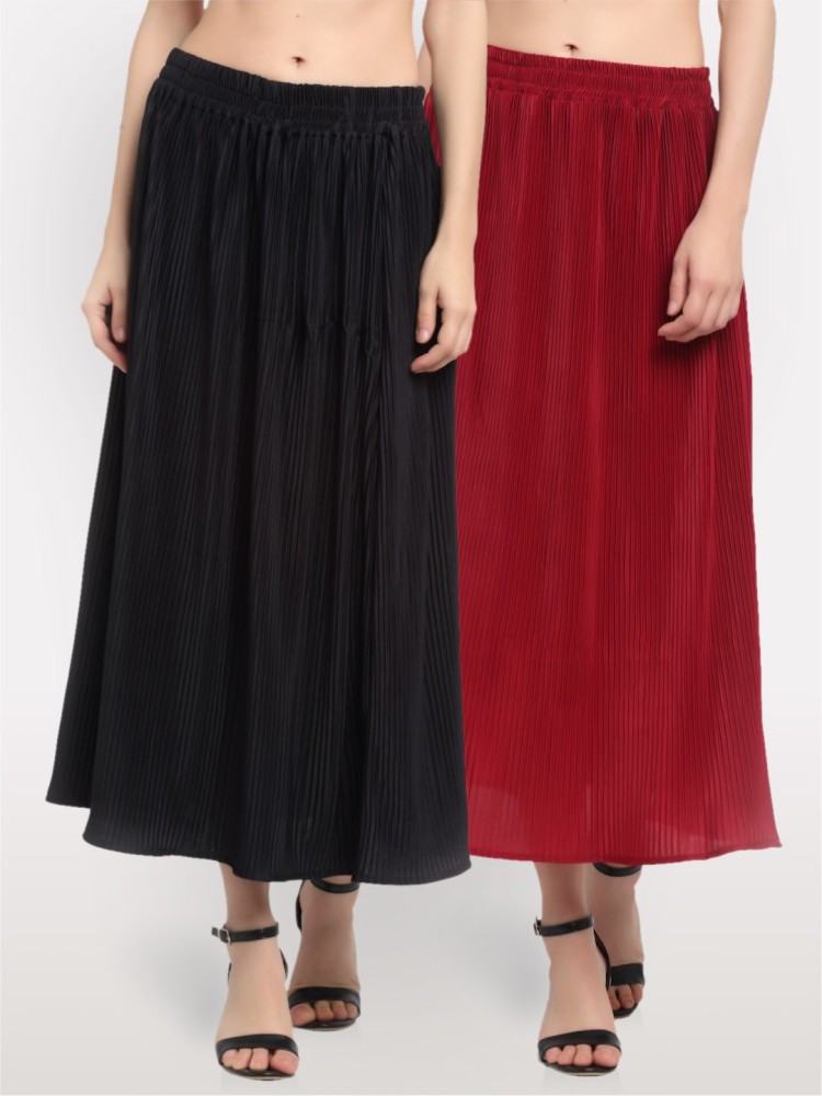 NEUDIS Solid Women Flared Black, Red Skirt - Buy NEUDIS Solid Women Flared  Black, Red Skirt Online at Best Prices in India