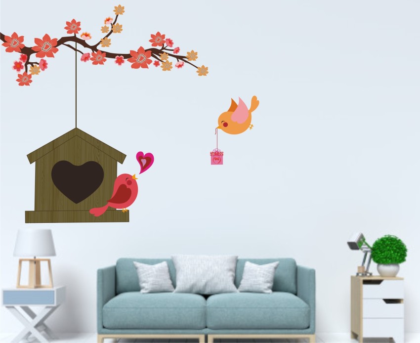 Buy Asmi Collections PVC Wall Stickers Tree Birds and Cage Online at Low  Prices in India 